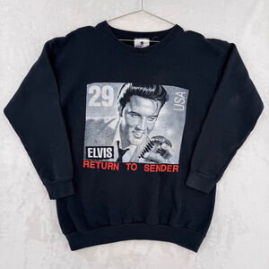 Vintage 90s Elvis Presley Sweatshirt Postcard Return to Sender Stamp Made in USA